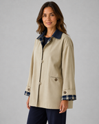 Women's Barn Jacket – Contrast Collar Plaid Lining Relaxed Fit