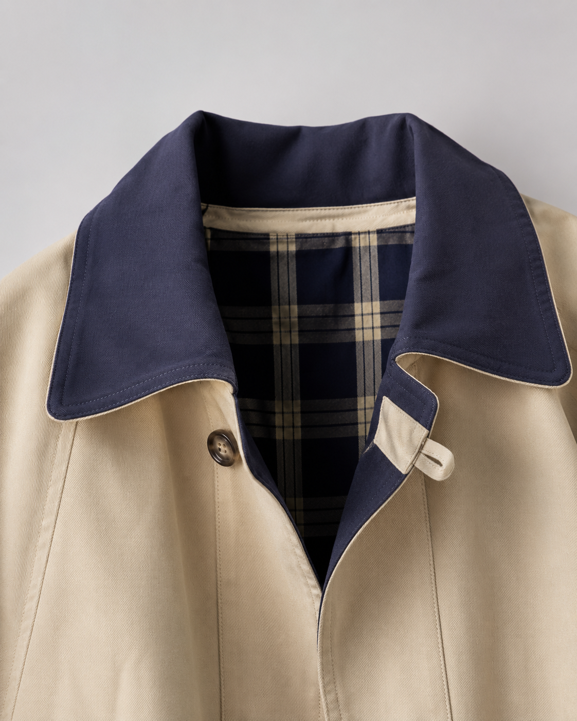 Women's Barn Jacket – Contrast Collar Plaid Lining Relaxed Fit