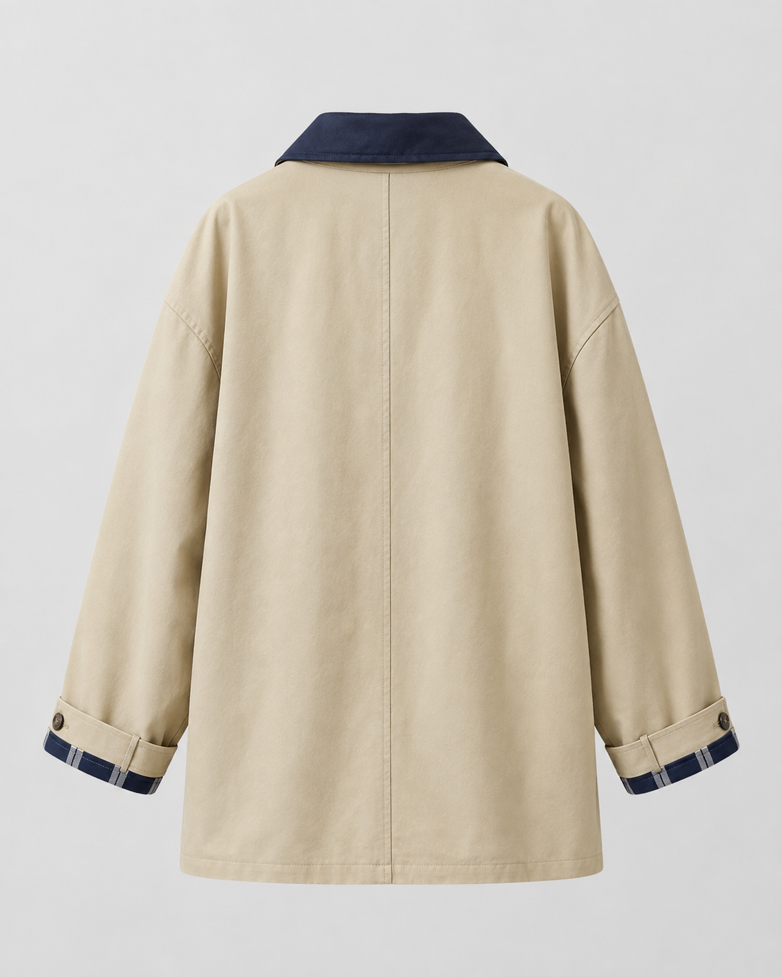 Women's Barn Jacket – Contrast Collar Plaid Lining Relaxed Fit