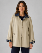 Women's Barn Jacket – Contrast Collar Plaid Lining Relaxed Fit