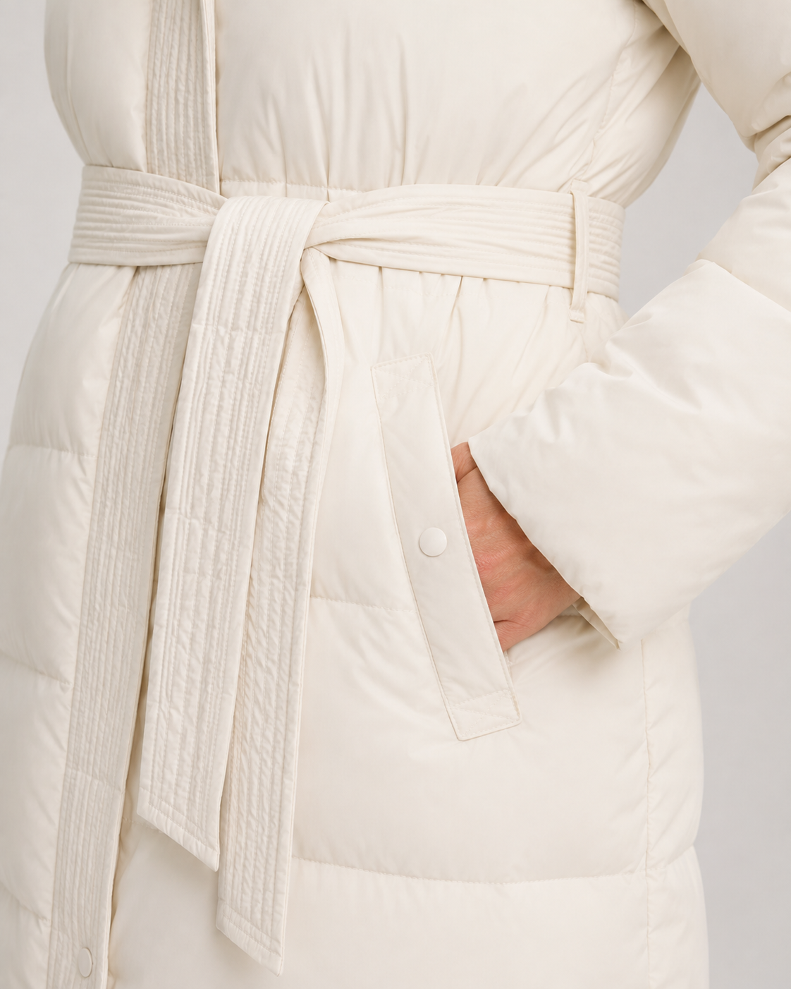 Women's Belted Puffer Parka - Hooded Longline Fit