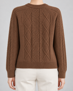 Women's Cable Knit Button Cardigan - Crew Neck Regular Fit