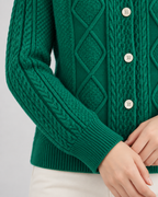 Women's Cable Knit Button Cardigan - Crew Neck Regular Fit