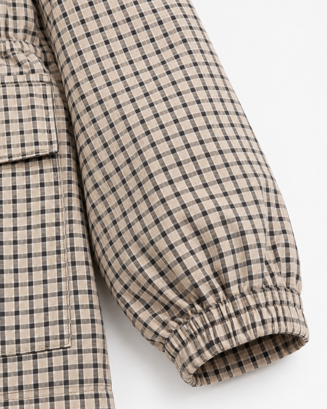 Women's Checked Utility Jacket - Drawstring Waist Snap Front