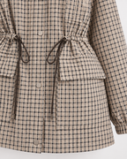 Women's Checked Utility Jacket - Drawstring Waist Snap Front