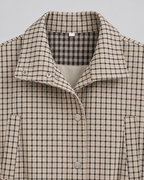 Women's Checked Utility Jacket - Drawstring Waist Snap Front