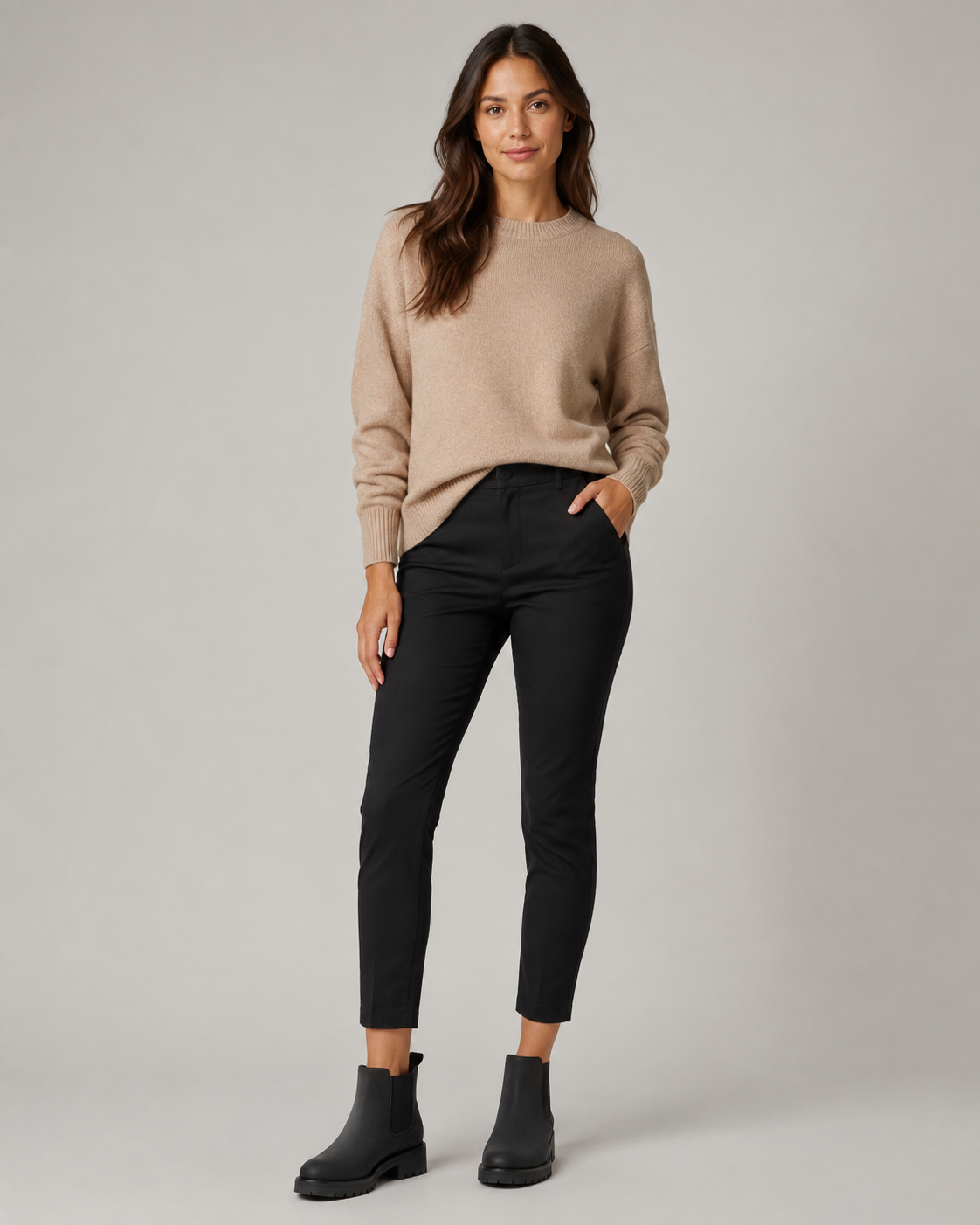 Women's Chelsea Boots - Suede-Look Chunky Lug Sole