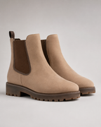 Women's Chelsea Boots - Suede-Look Chunky Lug Sole