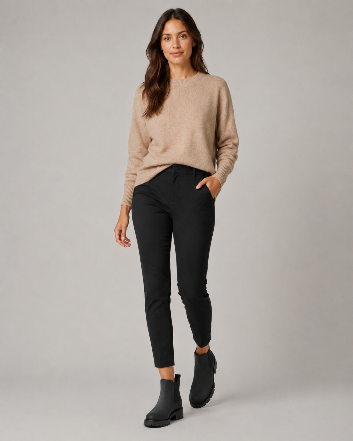 Women's Chelsea Boots - Suede-Look Chunky Lug Sole