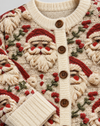 Women's Christmas Cardigan - Santa Button Front Knit
