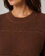 Women's Chunky Knit Crewneck Sweater - Ribbed Relaxed Fit