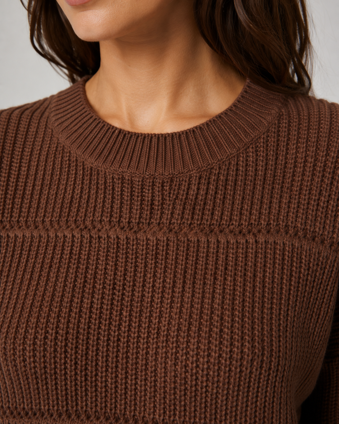 Women's Chunky Knit Crewneck Sweater - Ribbed Relaxed Fit