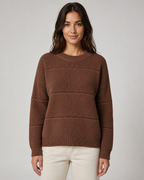 Women's Chunky Knit Crewneck Sweater - Ribbed Relaxed Fit