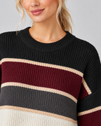 Women's Color Block Knitted Sweater – Crew Neck Relaxed Fit