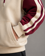Women's Colour Block Zip Up Hoodie - Striped Sleeve Oversized Fit