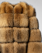 Women's Cropped Brown Fur Jacket with Oversized Collar