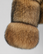 Women's Cropped Brown Fur Jacket with Oversized Collar