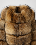 Women's Cropped Brown Fur Jacket with Oversized Collar