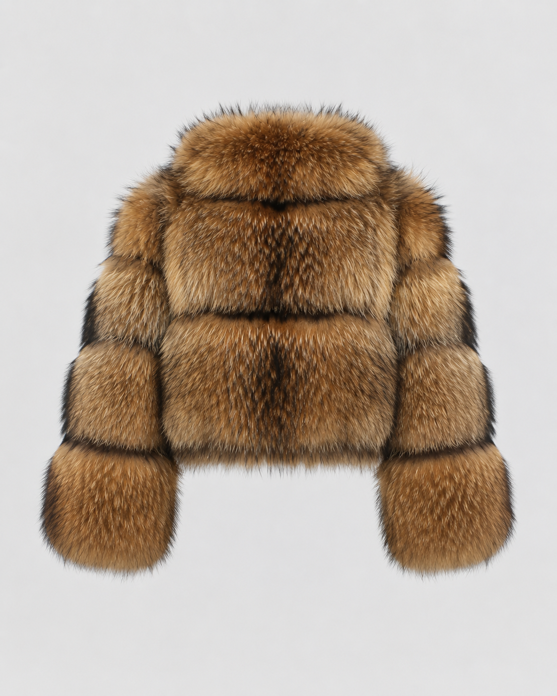 Women's Cropped Brown Fur Jacket with Oversized Collar