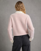 Women's Cropped Fuzzy Cardigan - Contrast Collar