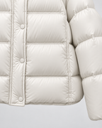 Women's Cropped Puffer Jacket - Hooded Funnel Neck Relaxed Fit
