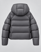 Women's Cropped Puffer Jacket - Hooded Funnel Neck Relaxed Fit