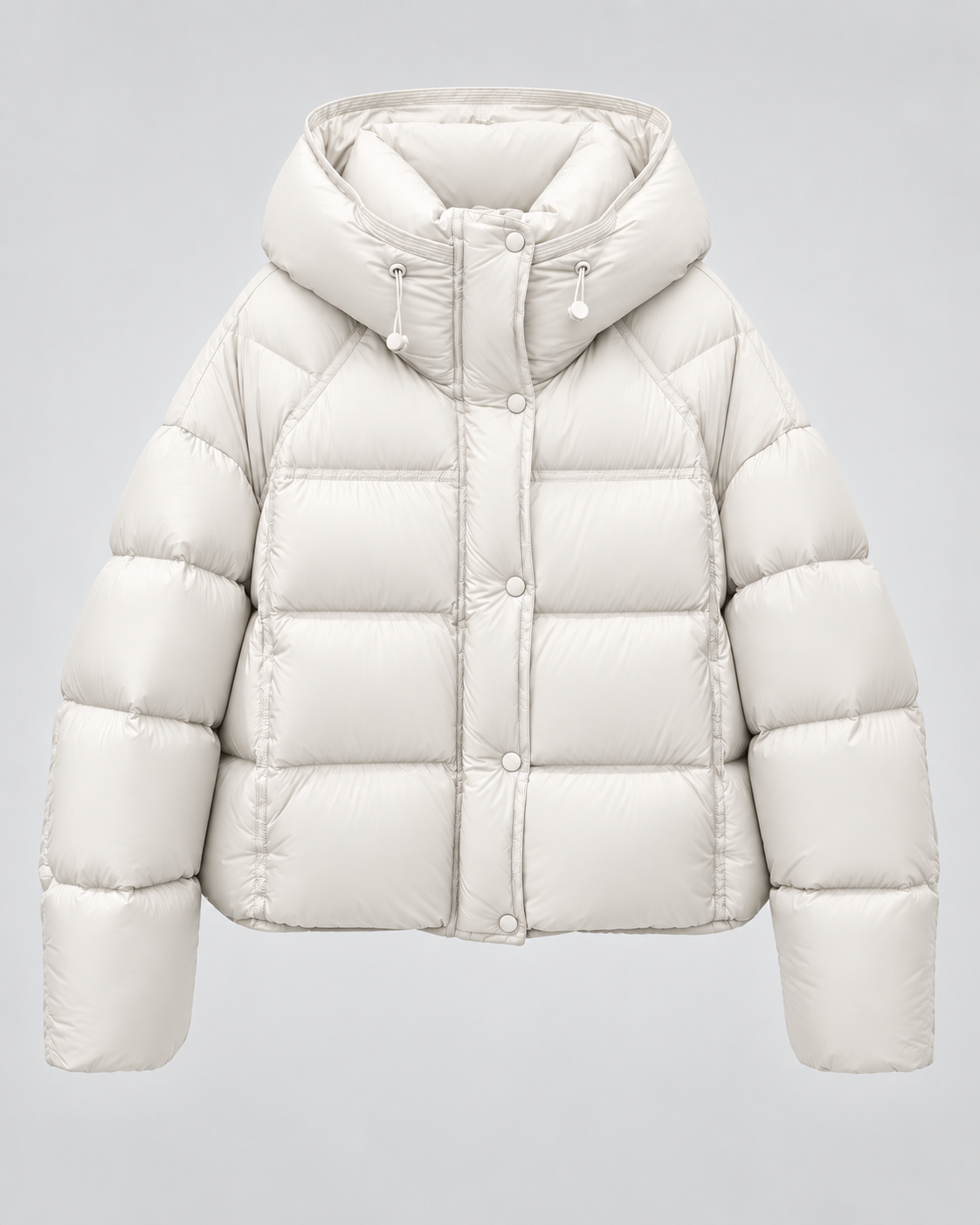 Women's Cropped Puffer Jacket - Hooded Funnel Neck Relaxed Fit