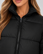 Women's Cropped Puffer Jacket – Quilted High Collar Zip Front