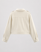 Women's Cropped Suede Jacket - Snap Flap Pockets