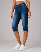 Women's Denim Capri Jeans - High Waist Cropped Fit
