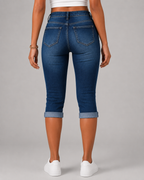 Women's Denim Capri Jeans - High Waist Cropped Fit