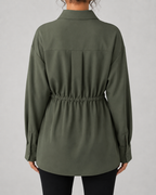 Women's Oversized Longline Shirt Drawstring Waist