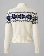 Women's Fair Isle Cardigan - Two-Way Zip Funnel Neck Snowflake