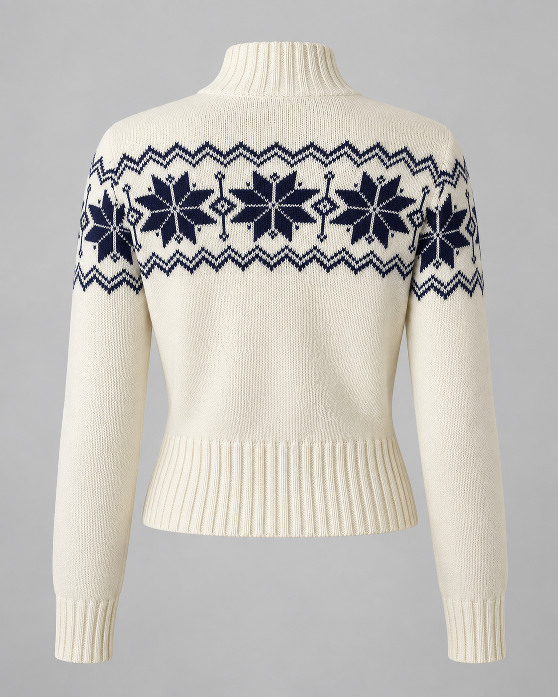 Women's Fair Isle Cardigan - Two-Way Zip Funnel Neck Snowflake