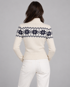 Women's Fair Isle Cardigan - Two-Way Zip Funnel Neck Snowflake