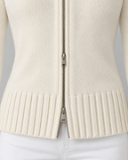 Women's Fair Isle Cardigan - Two-Way Zip Funnel Neck Snowflake