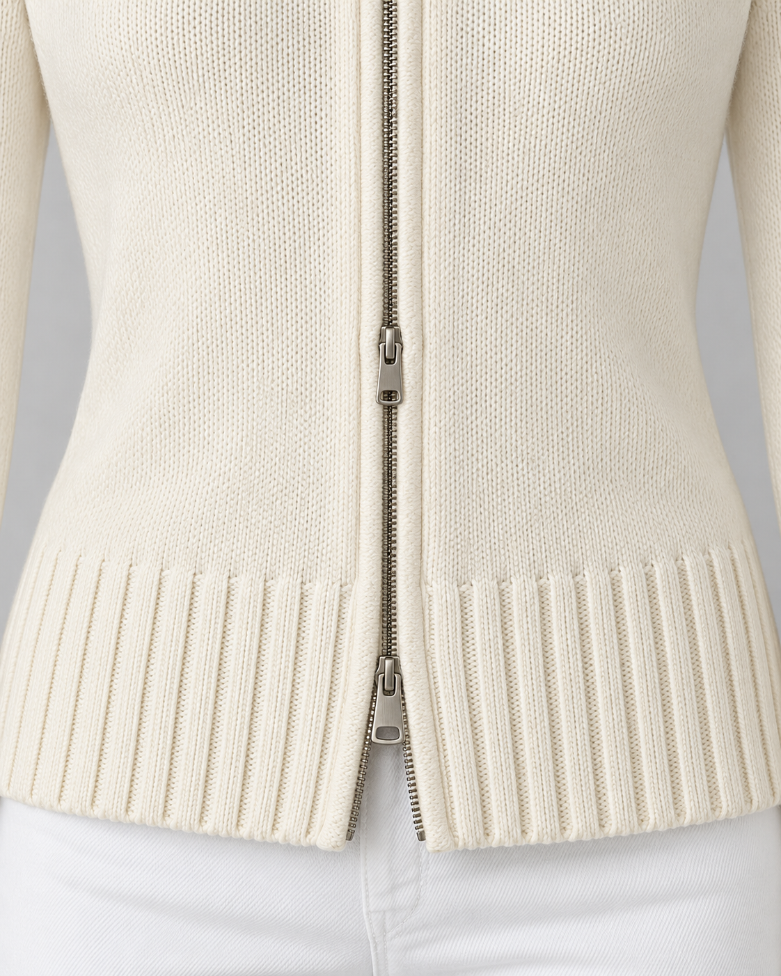 Women's Fair Isle Cardigan - Two-Way Zip Funnel Neck Snowflake