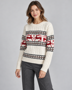 Women's Fair Isle Christmas Jumper - Aran Cable Reindeer