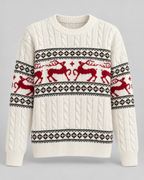Women's Fair Isle Christmas Jumper - Aran Cable Reindeer
