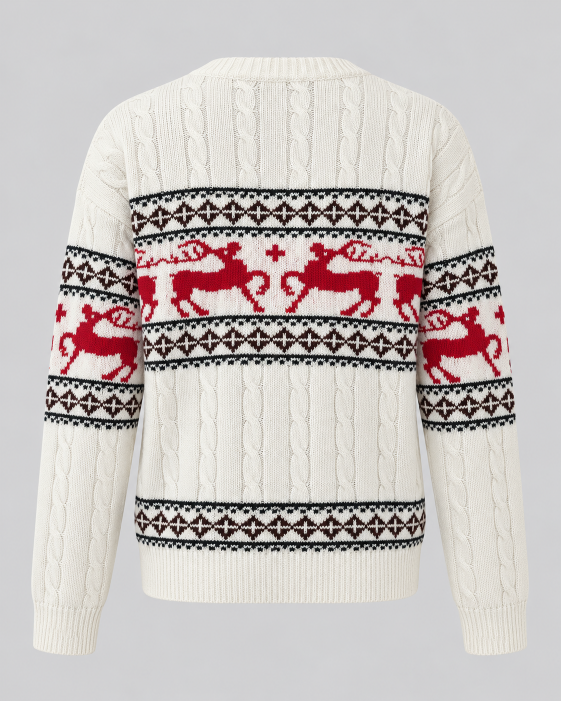 Women's Fair Isle Christmas Jumper - Aran Cable Reindeer