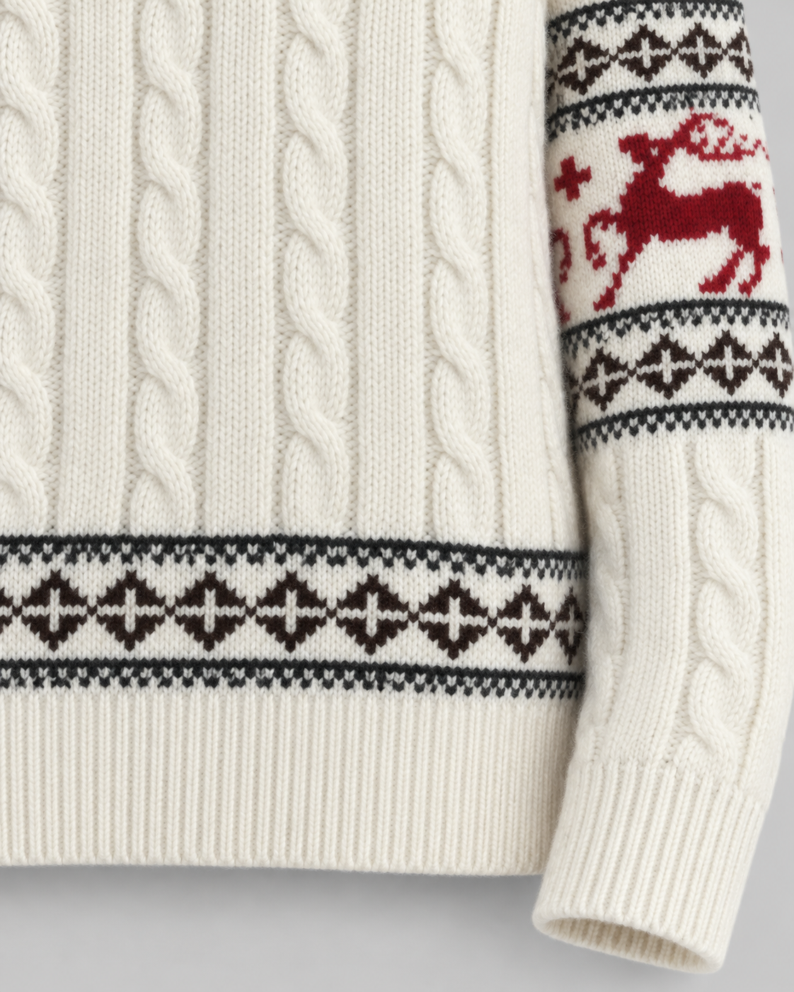 Women's Fair Isle Christmas Jumper - Aran Cable Reindeer