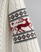 Women's Fair Isle Christmas Jumper - Aran Cable Reindeer