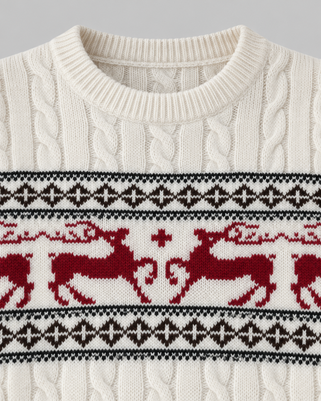 Women's Fair Isle Christmas Jumper - Aran Cable Reindeer