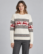 Women's Fair Isle Christmas Jumper - Aran Cable Reindeer