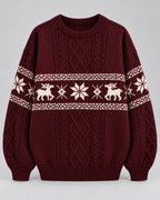 Women's Fair Isle Christmas Jumper - Cable Knit Reindeer