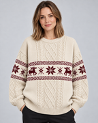 Women's Fair Isle Christmas Jumper - Cable Knit Reindeer