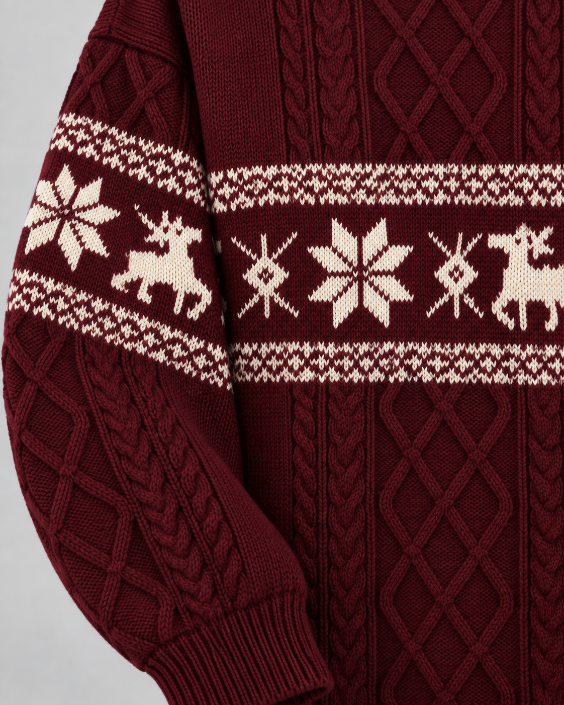 Women's Fair Isle Christmas Jumper - Cable Knit Reindeer