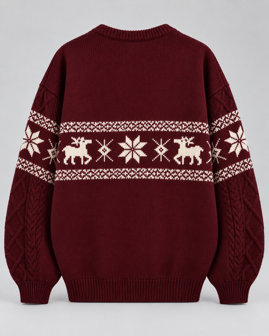 Women's Fair Isle Christmas Jumper - Cable Knit Reindeer