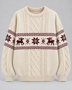 Women's Fair Isle Christmas Jumper - Cable Knit Reindeer