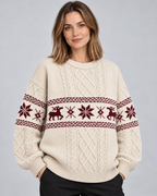 Women's Fair Isle Christmas Jumper - Cable Knit Reindeer